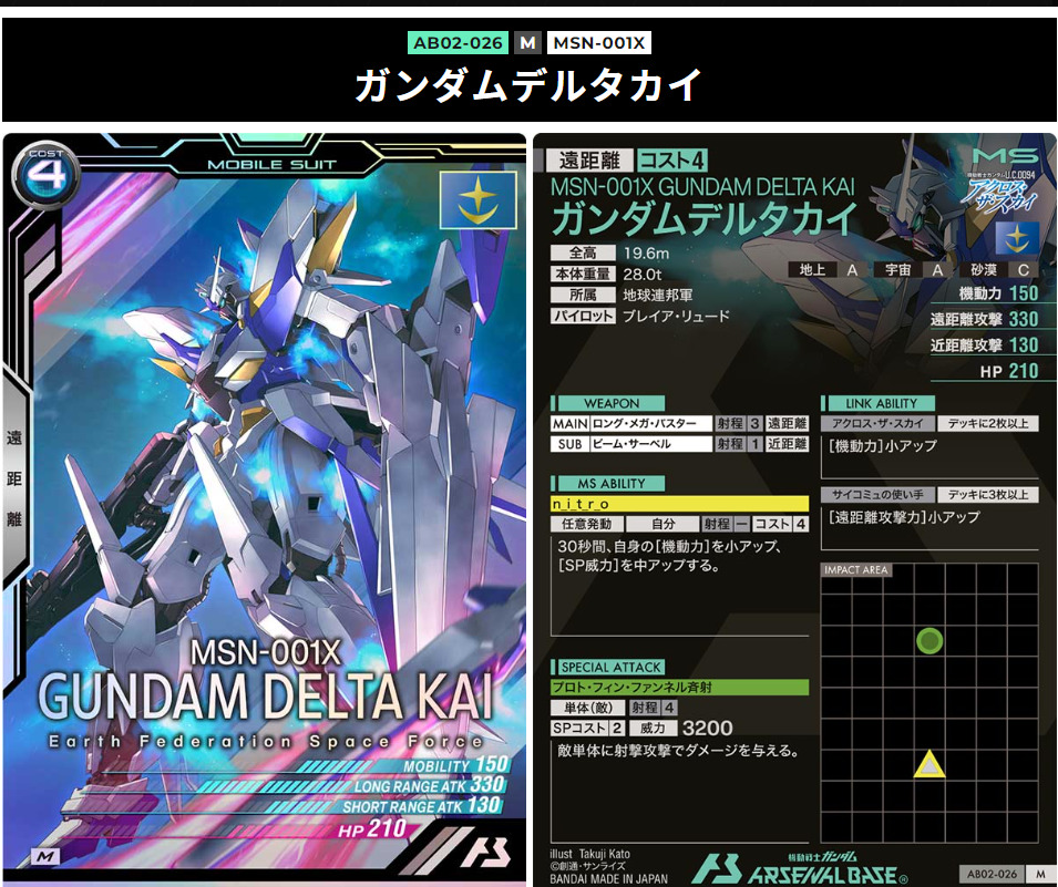ガンダムデルタカイ　モビルスーツ　アーセナルベース　4コスト